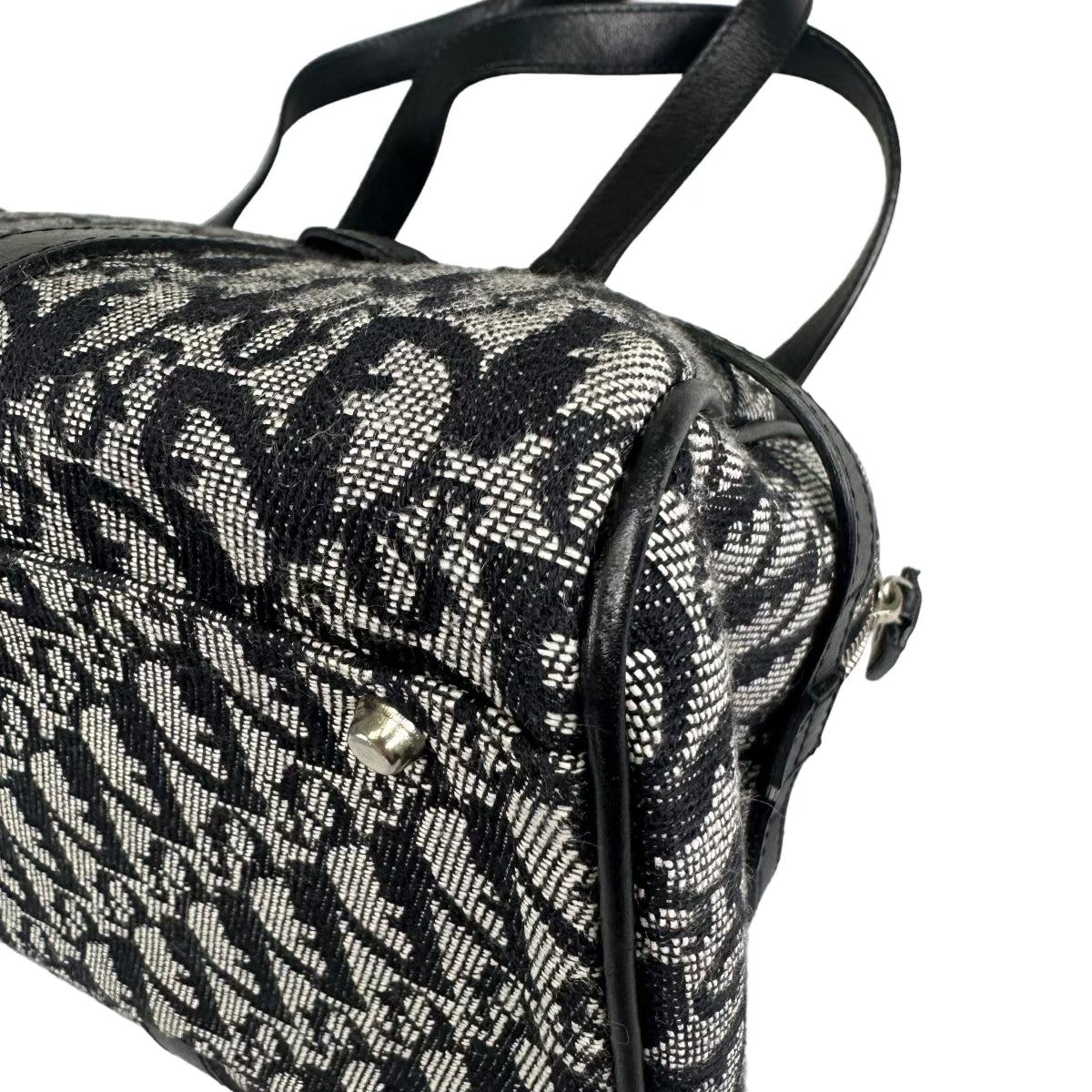 DIOR 2004 NAVY TROTTER CANVAS BOSTON SHOULDER BAG