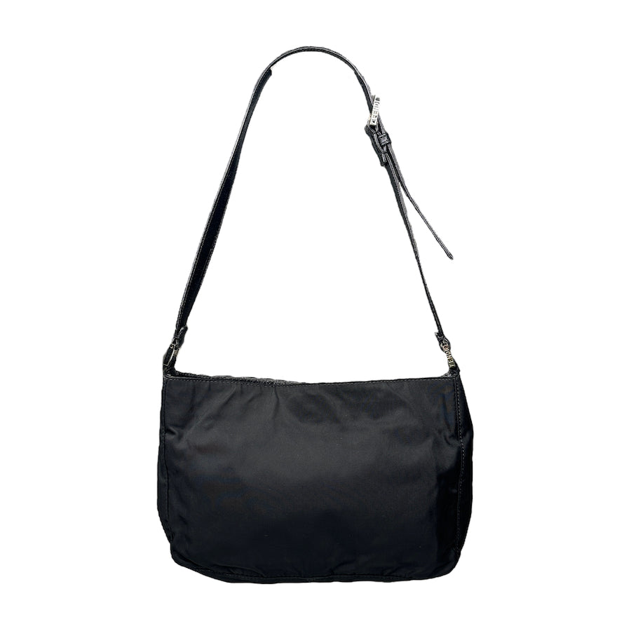 FENDI BLACK NYLON SIDE LOGO SHOULDER BAG