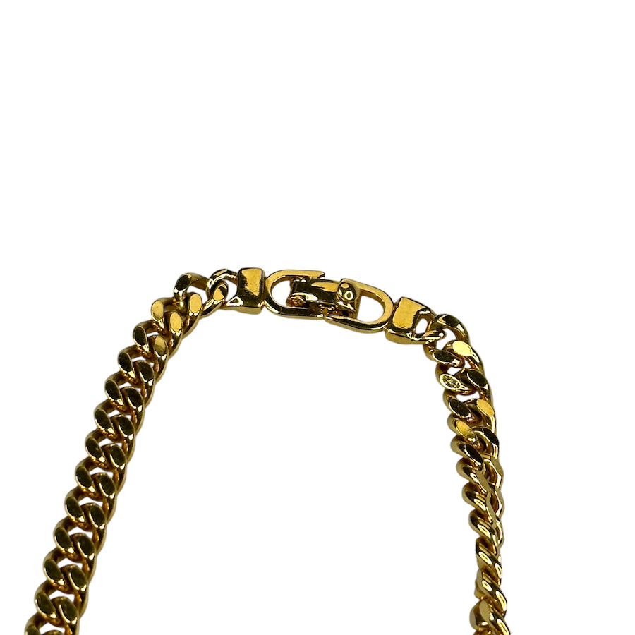 DIOR OBLIQUE LOGO PLATE CUBAN LINK BRACELET - GOLD