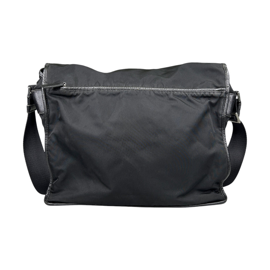 PRADA BLACK NYLON BUCKLE MESSENGER BAG