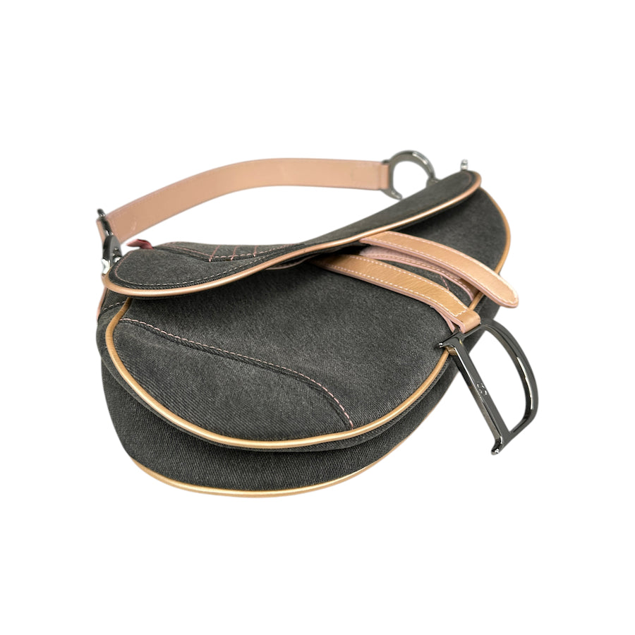 DIOR 2003 DENIM/PATENT LEATHER SADDLE BAG