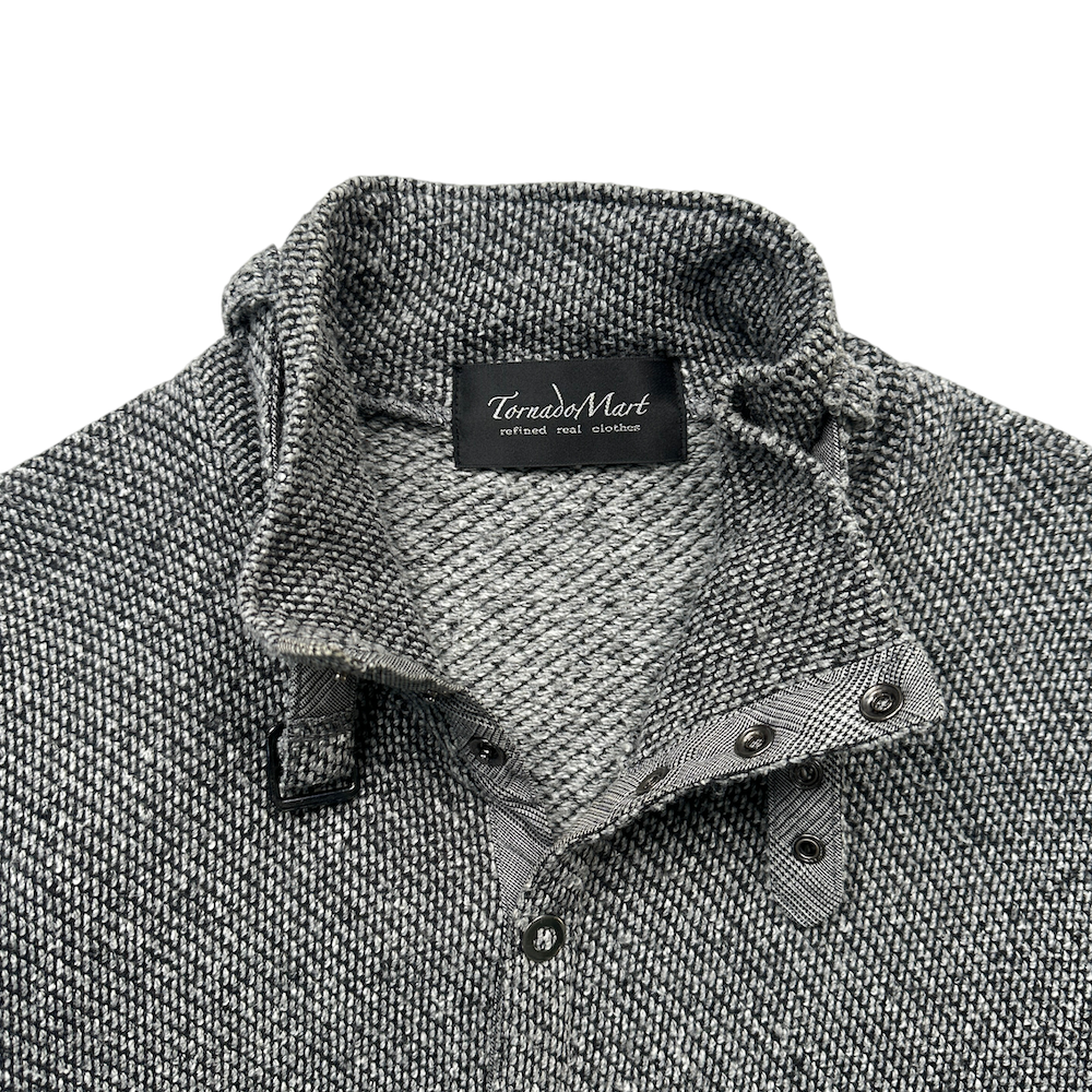 TORNADO MART HIGH-NECK BUTTON UP KNIT