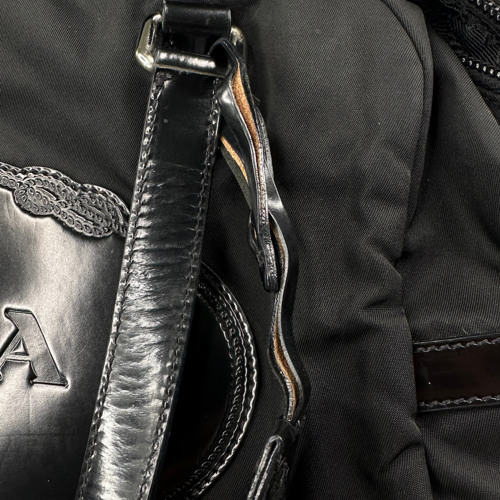 PRADA BLACK NYLON BOWLING BAG