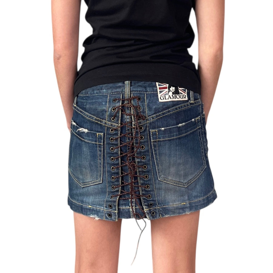 HYSTERIC GLAMOUR DENIM LACE-UP MINI SKIRT