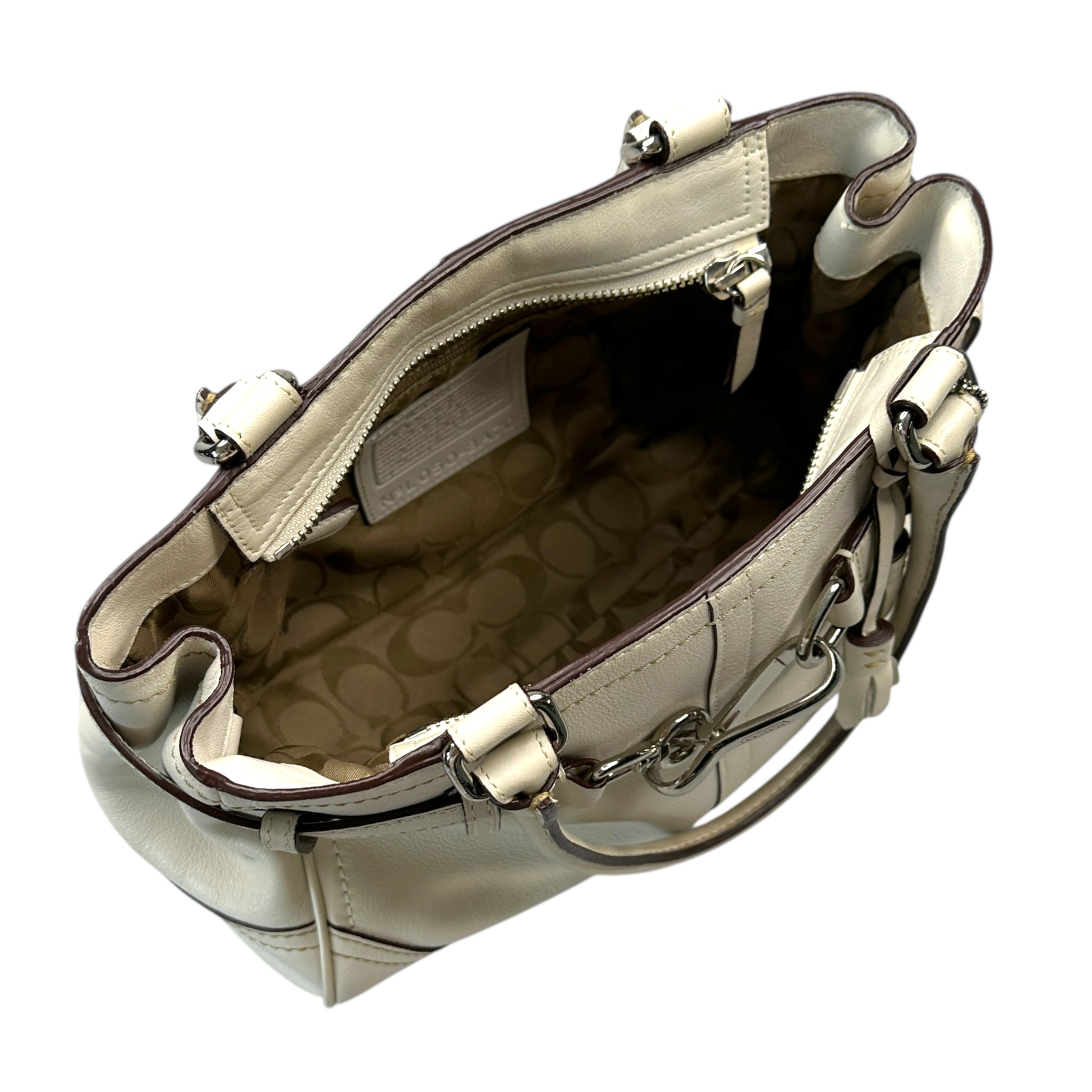 COACH LEATHER HAMPTON TOTE BAG - CREAM