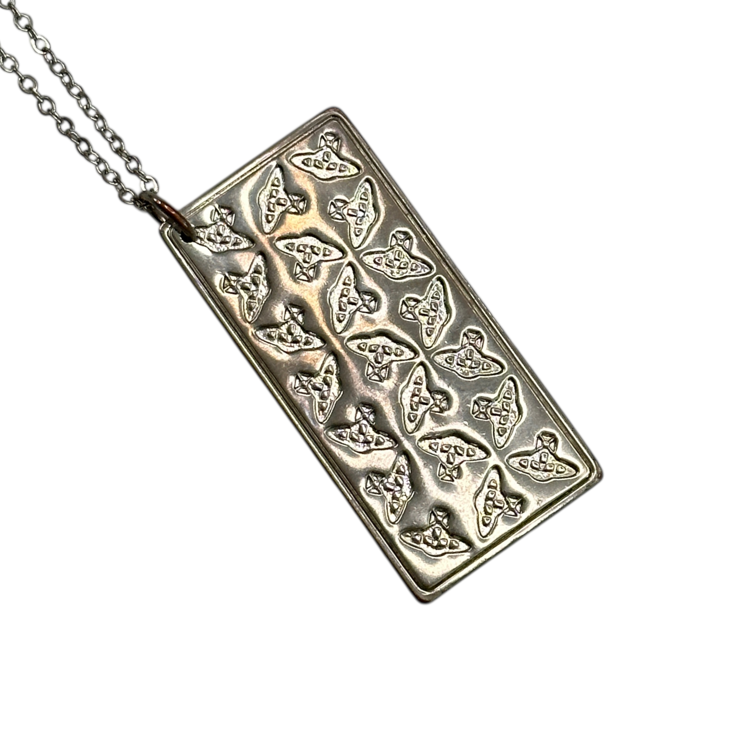 VIVIENNE WESTWOOD DOUBLE-SIDED PLATE NECKLACE - SILVER PLATED