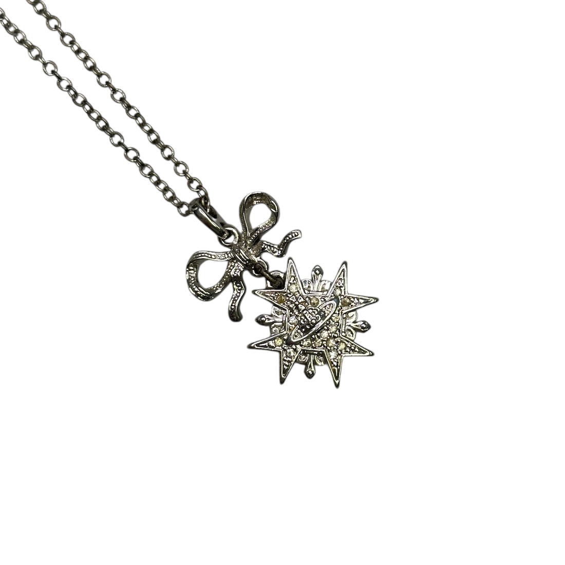 VIVIENNE WESTWOOD VINTAGE BOW/STAR NECKLACE - SILVER PLATED