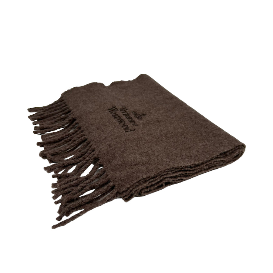 VIVIENNE WESTWOOD EMBROIDERED SCARF - BROWN