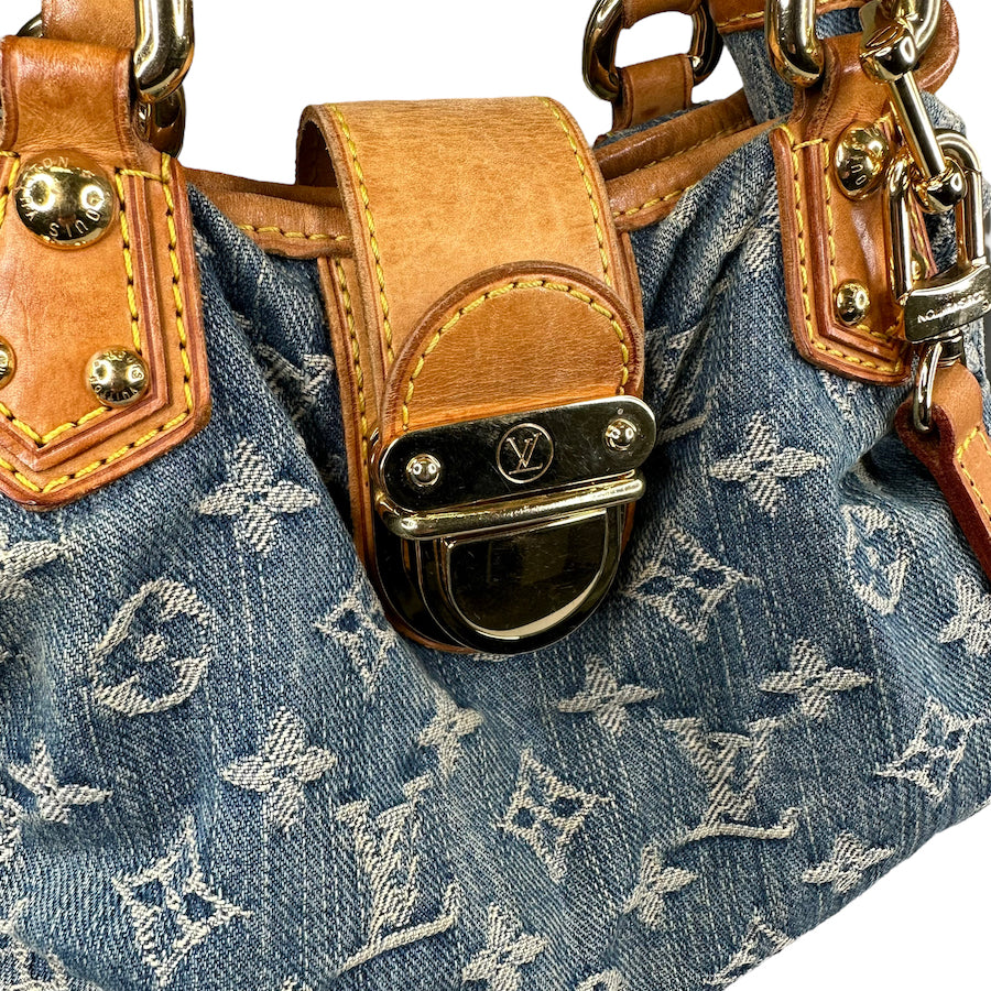LOUIS VUITTON DENIM PLEATY W/ ADDITIONAL CROSSBODY STRAP