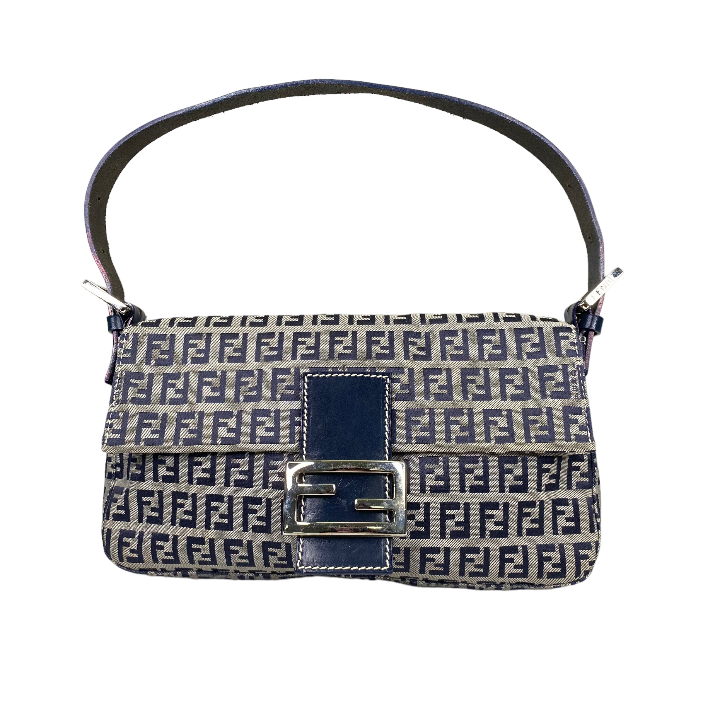 FENDI GREY/NAVY ZUCCHINO BAGUETTE BAG