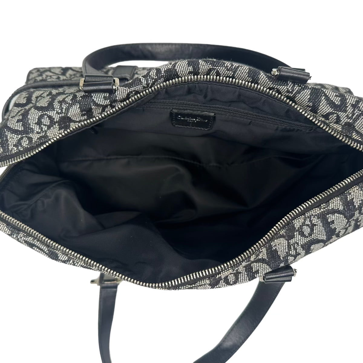 DIOR 2004 NAVY TROTTER CANVAS BOSTON SHOULDER BAG