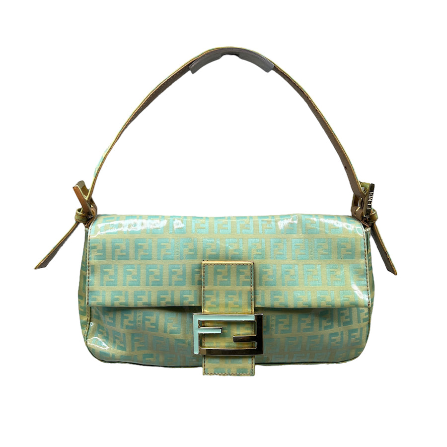 Fendi baguette green canvas hot sale