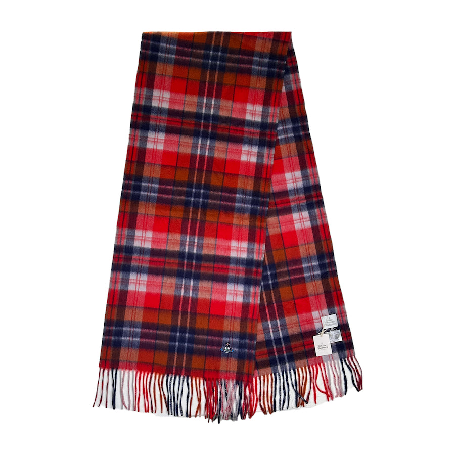 (NEW) VIVIENNE WESTWOOD CASHMERE RED PLAID SCARF