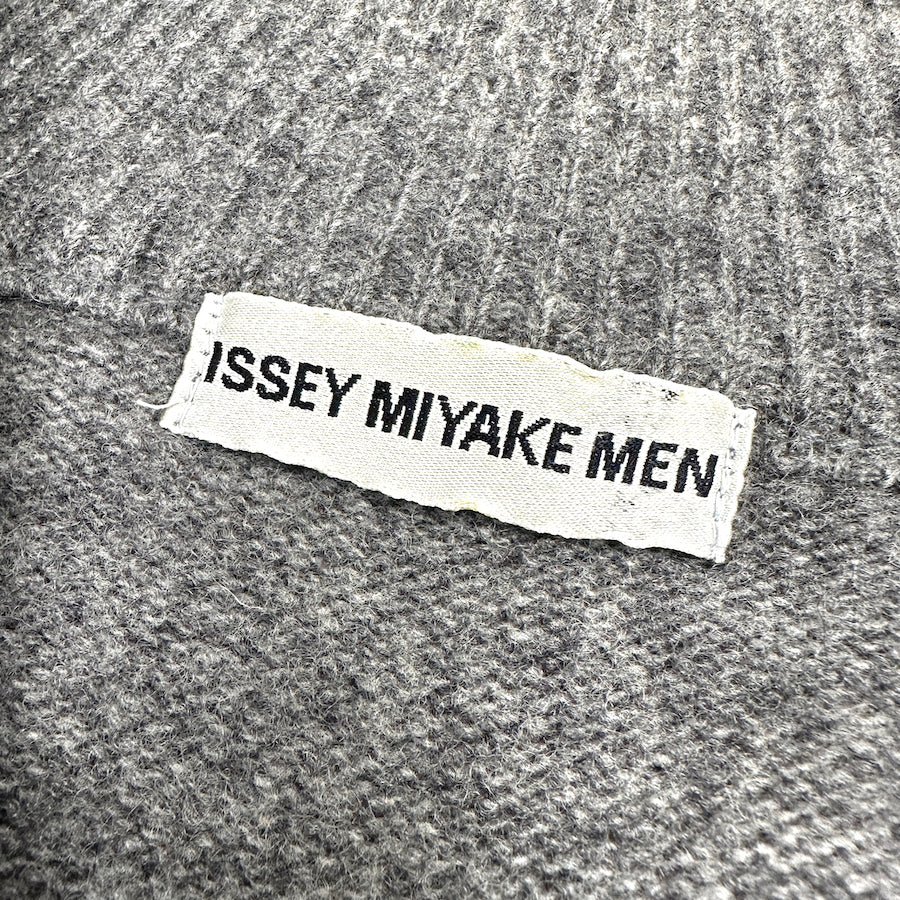 ISSEY MIYAKE GREY WOOLLEN BLEND QUARTER ZIP PULLOVER