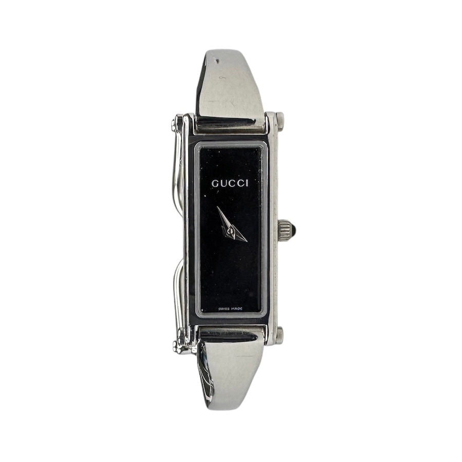 GUCCI 1500L BLACK FACE SILVER QUARTZ WATCH