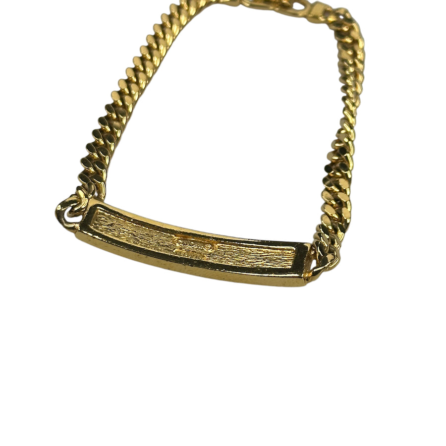 DIOR OBLIQUE LOGO PLATE CUBAN LINK BRACELET - GOLD