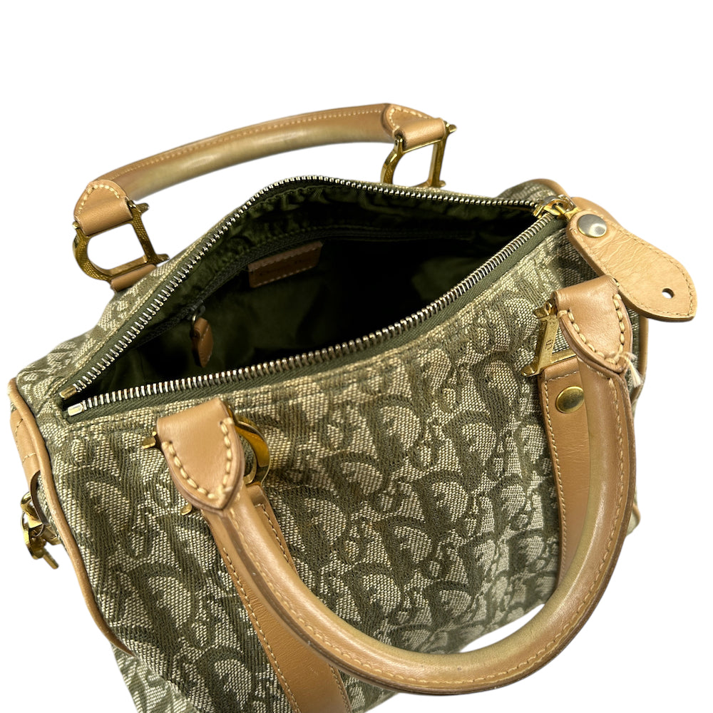 DIOR GREEN TROTTER CANVAS MINI BOSTON BAG