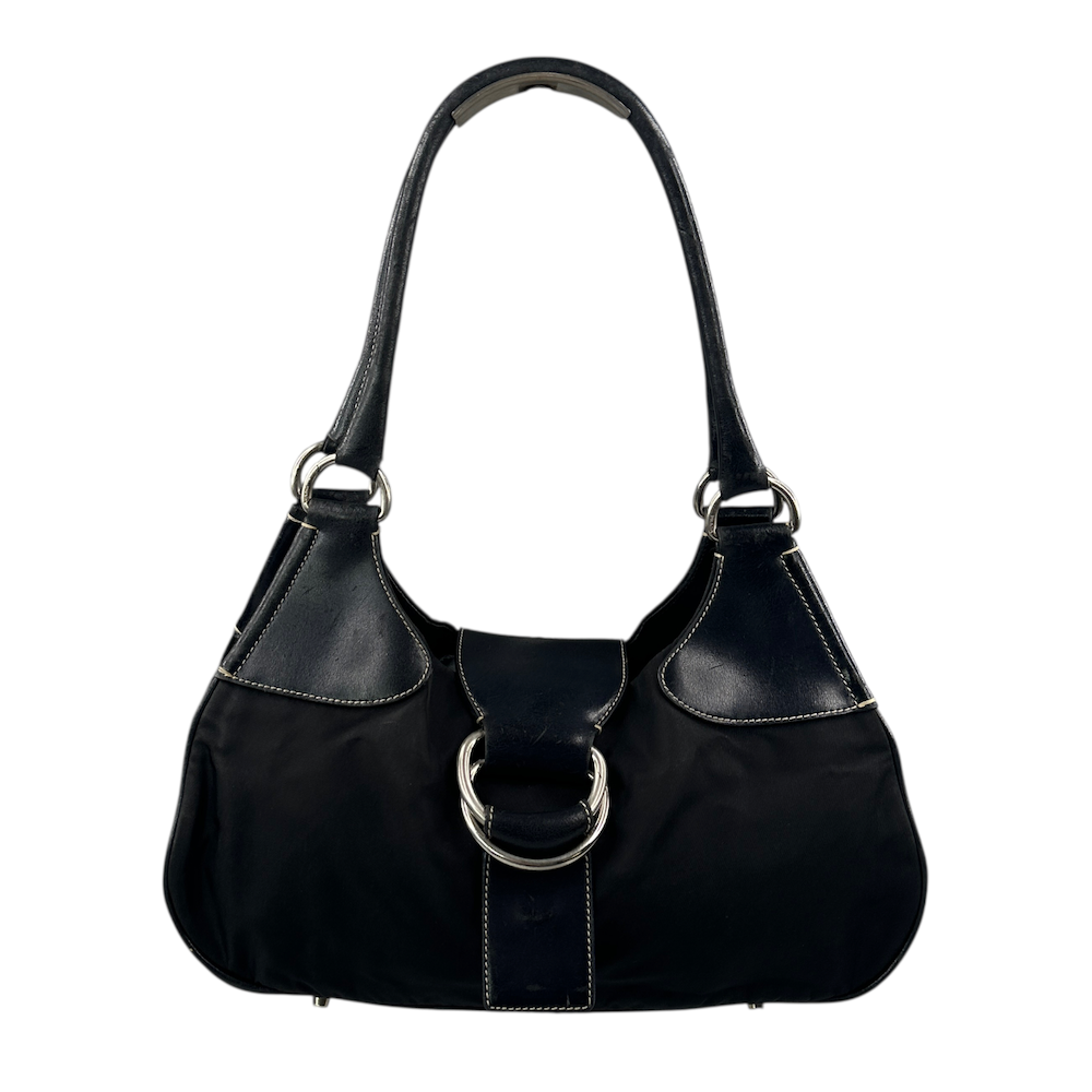PRADA NYLON MOON SHOULDER BAG - BLACK