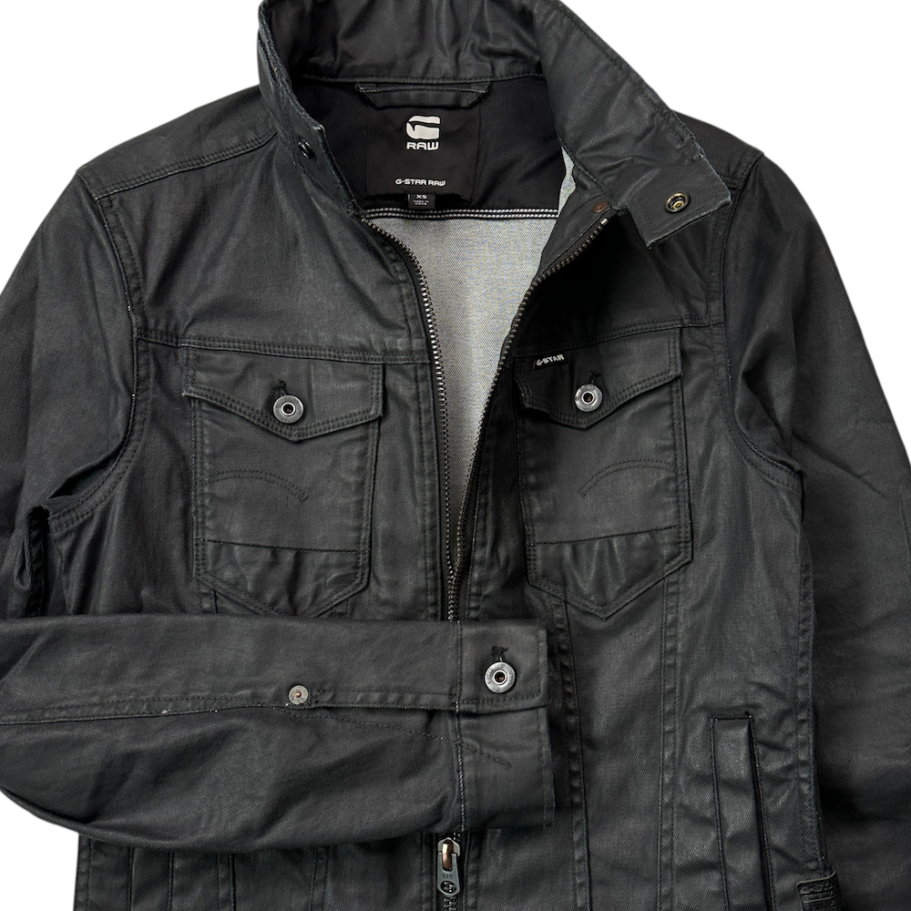G-STAR RAW WAXED DENIM JACKET - BLACK