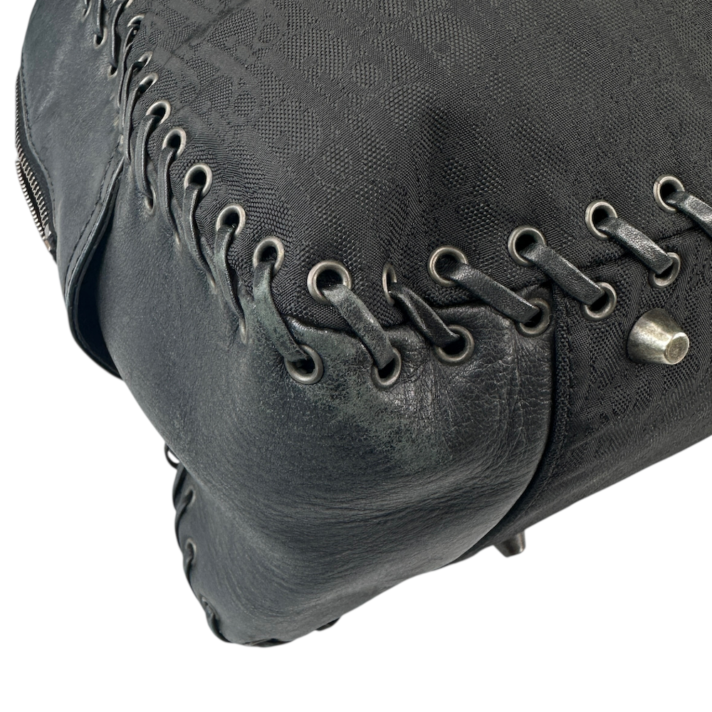 DIOR 2007 MONOGRAM SHOULDER BAG - BLACK