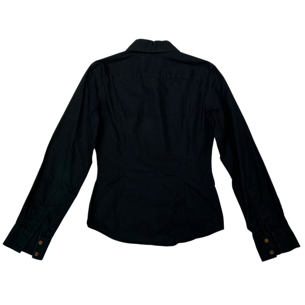 (38) VIVIENNE WESTWOOD RED LABEL BUTTON CINCHED BUTTON UP SHIRT