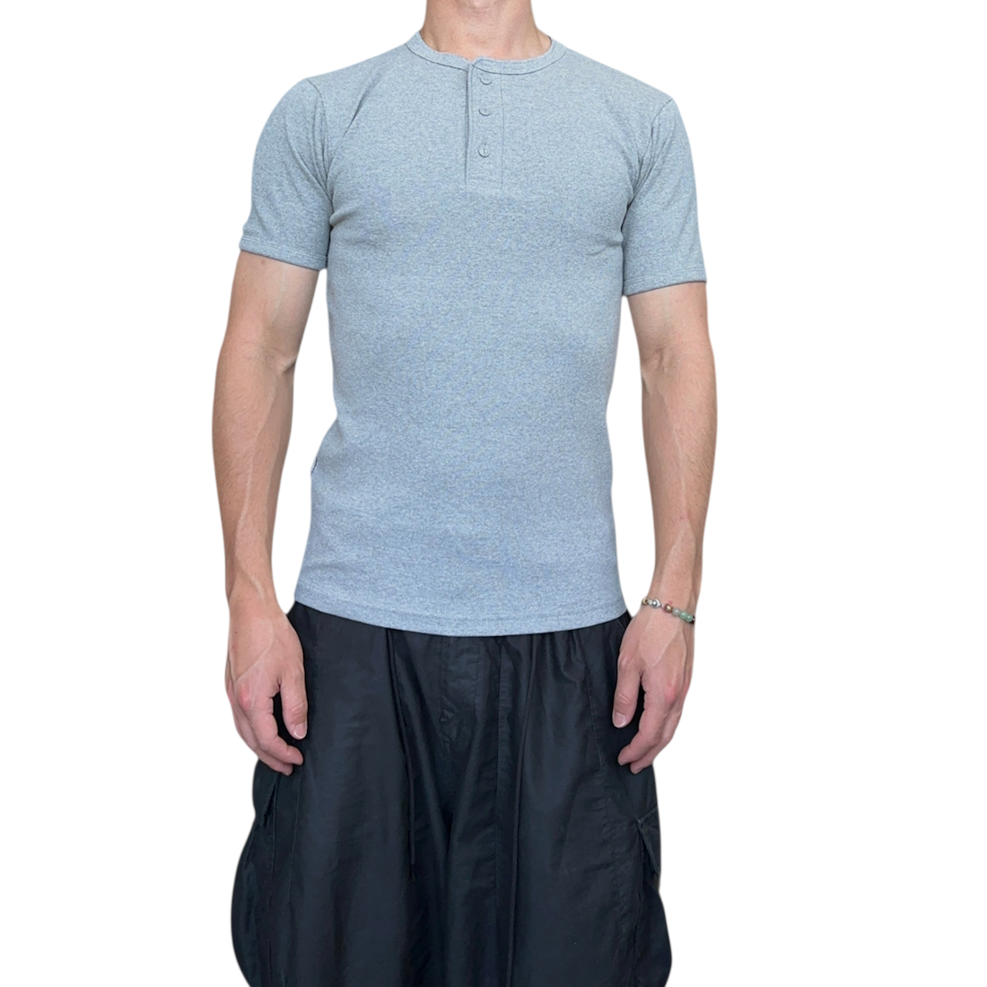 (NEW) AVIREX EVERY DAY HENLEY T-SHIRT- GREY
