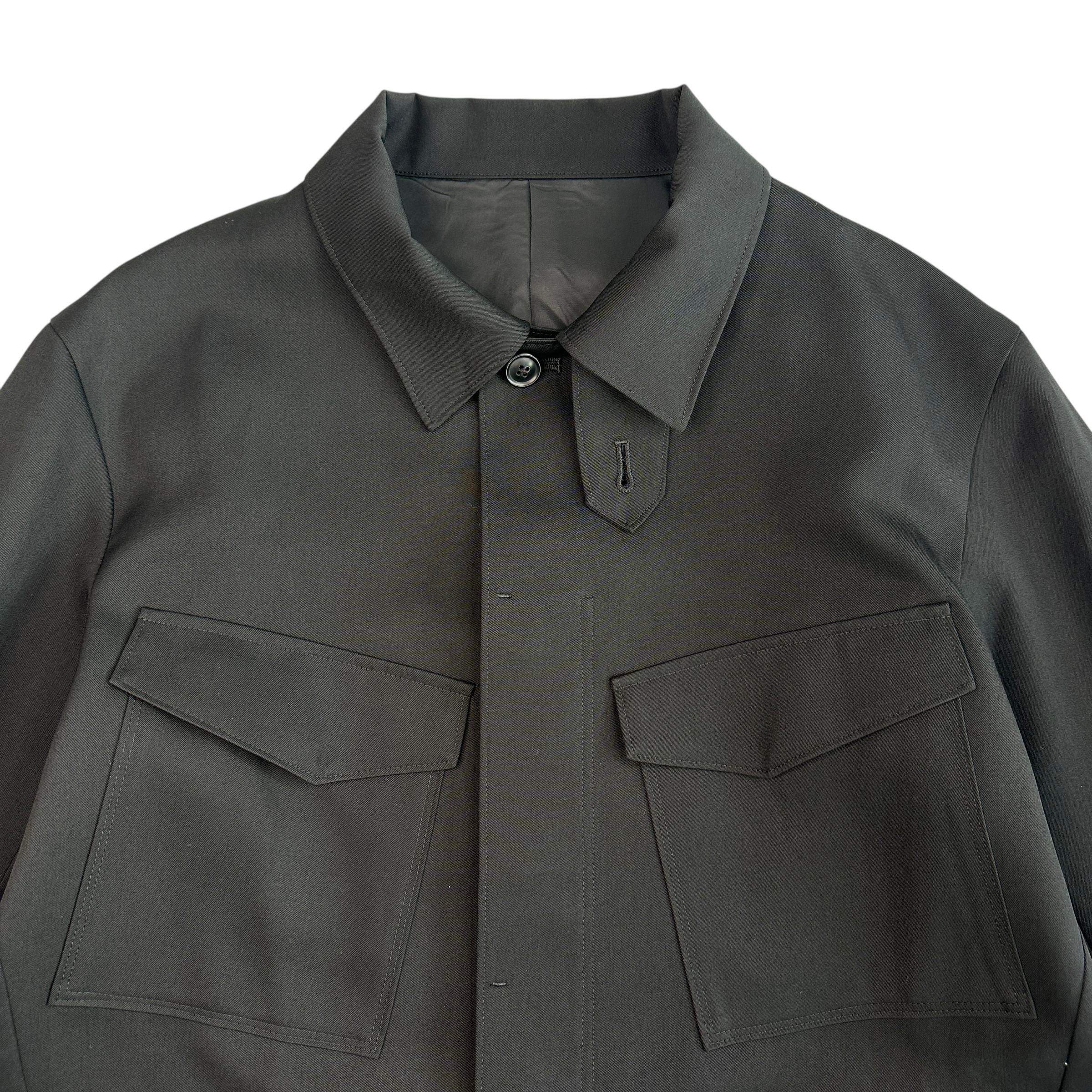(2) UJOH WOOL QUAD-POCKET BLOUSON JACKET - BLACK
