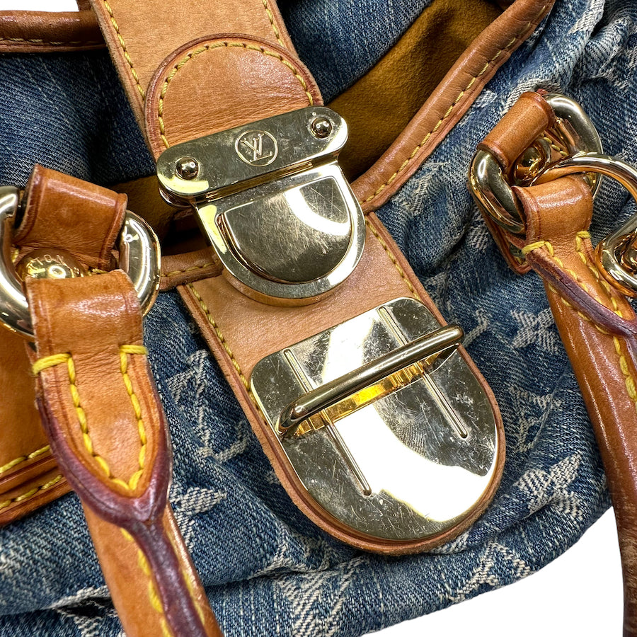 LOUIS VUITTON DENIM PLEATY W/ ADDITIONAL CROSSBODY STRAP