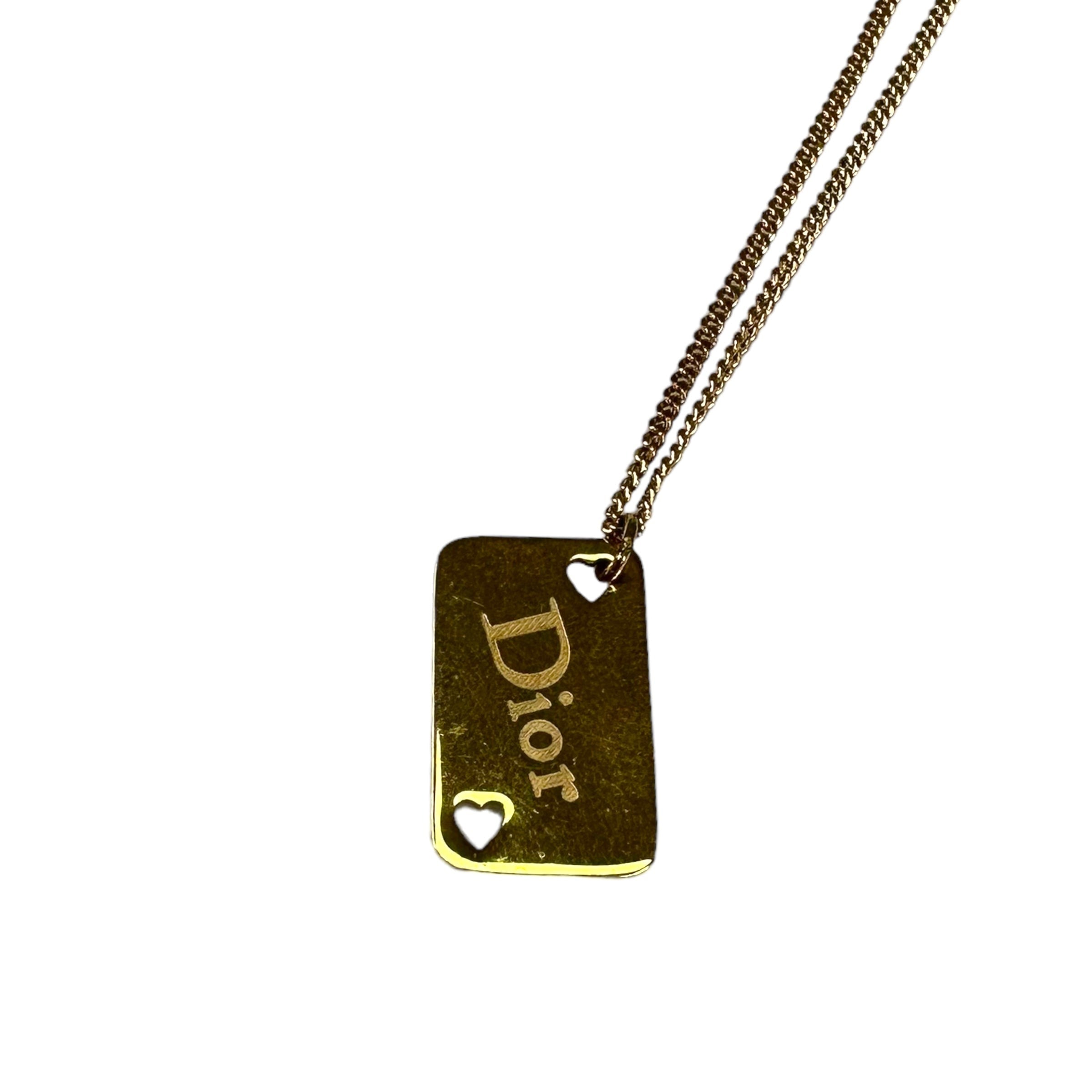 DIOR GOLD PLATED HEART CUTOUT NECKLACE
