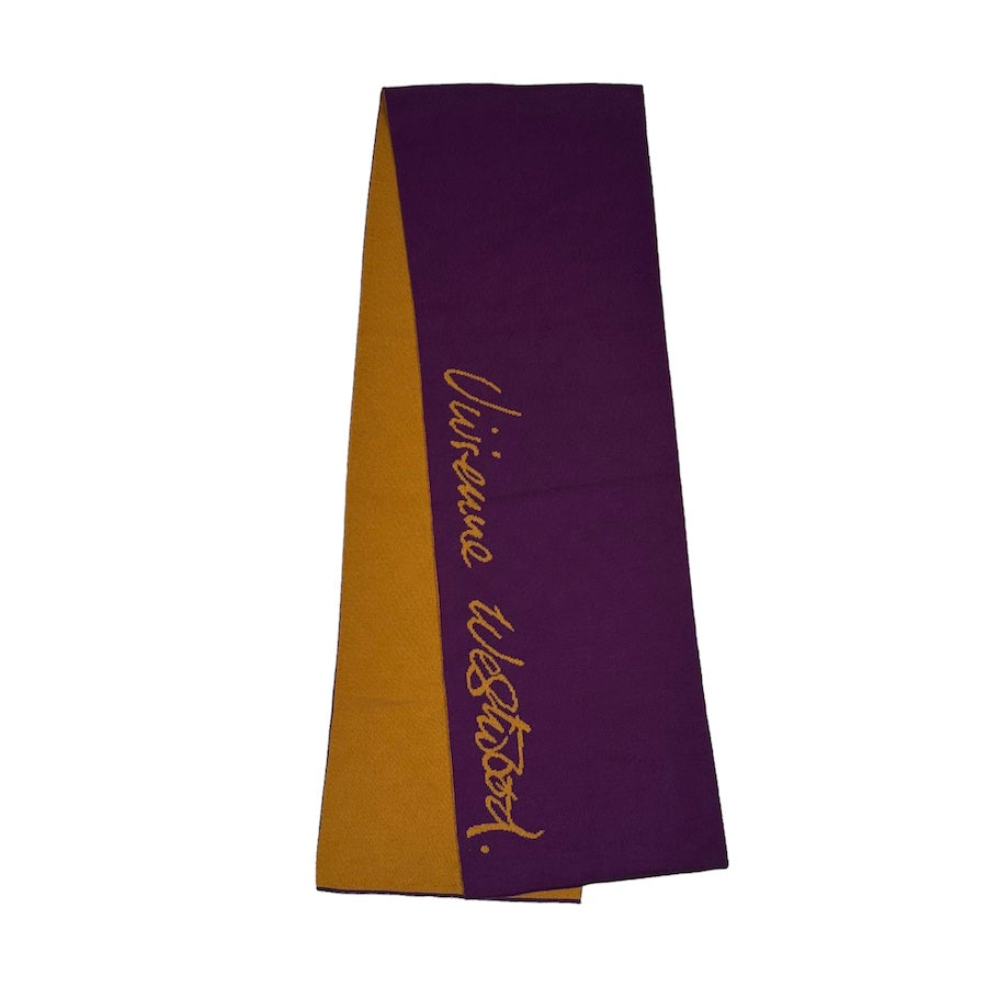 VIVIENNE WESTWOOD SCRIPT LOGO ORB SCARF - PURPLE/ORANGE