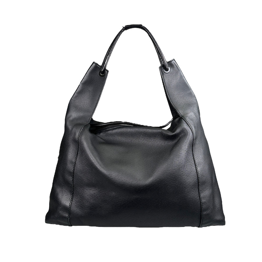 GUCCI BLACK LEATHER SLOUCHY HOBO BAG