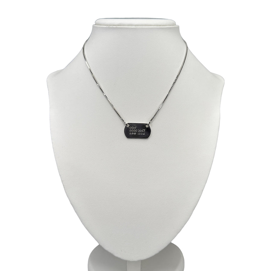 DIOR "NEW LOOK" TAG SILVER PLATED NECKLACE