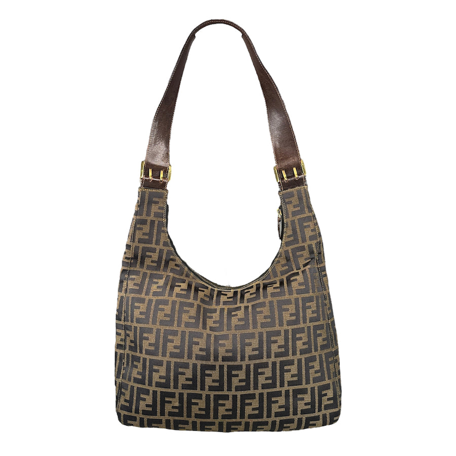 FENDI ZUCCA CANVAS LARGE SHOULDER BAG