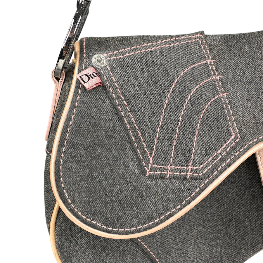 DIOR 2003 DENIM/PATENT LEATHER SADDLE BAG
