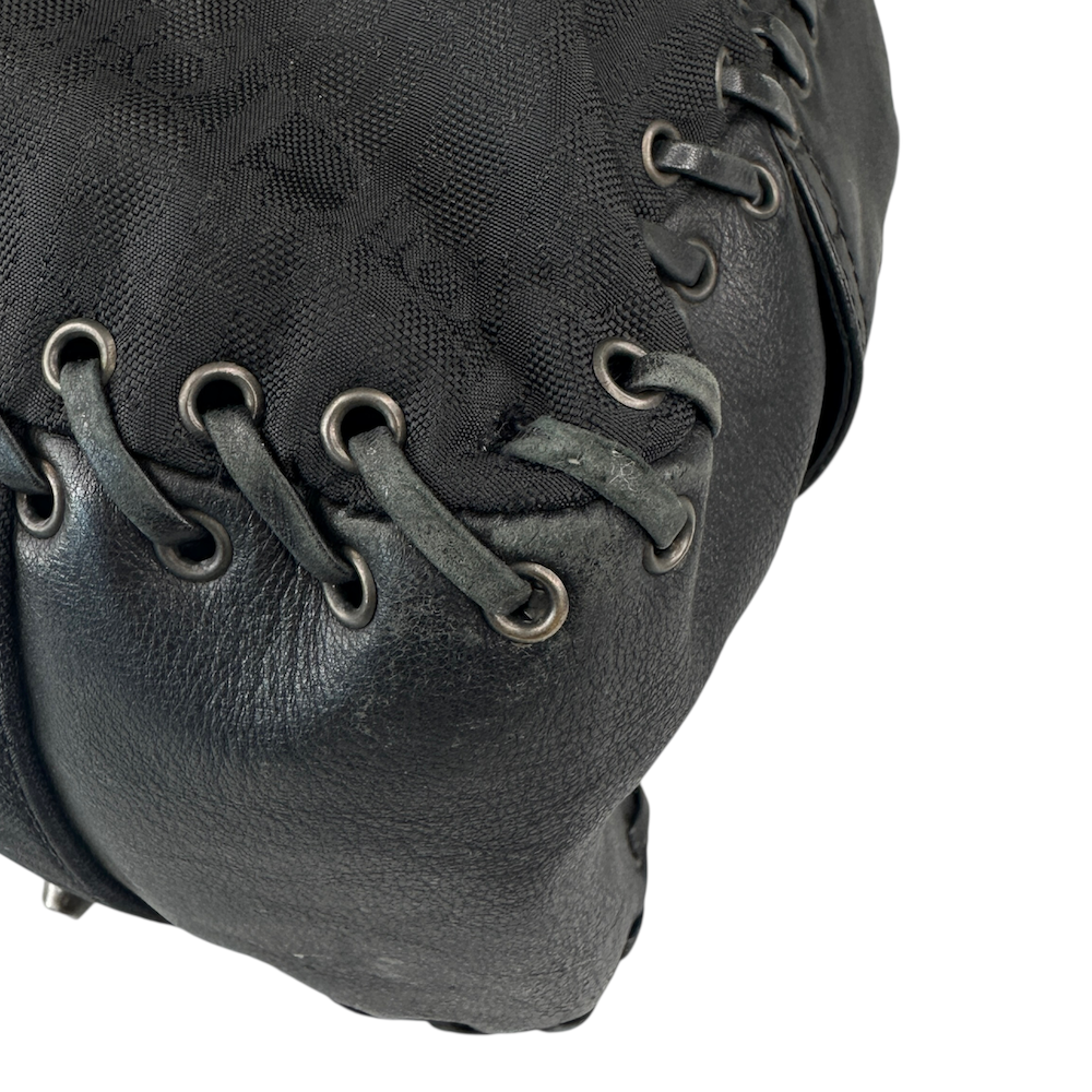DIOR 2007 MONOGRAM SHOULDER BAG - BLACK