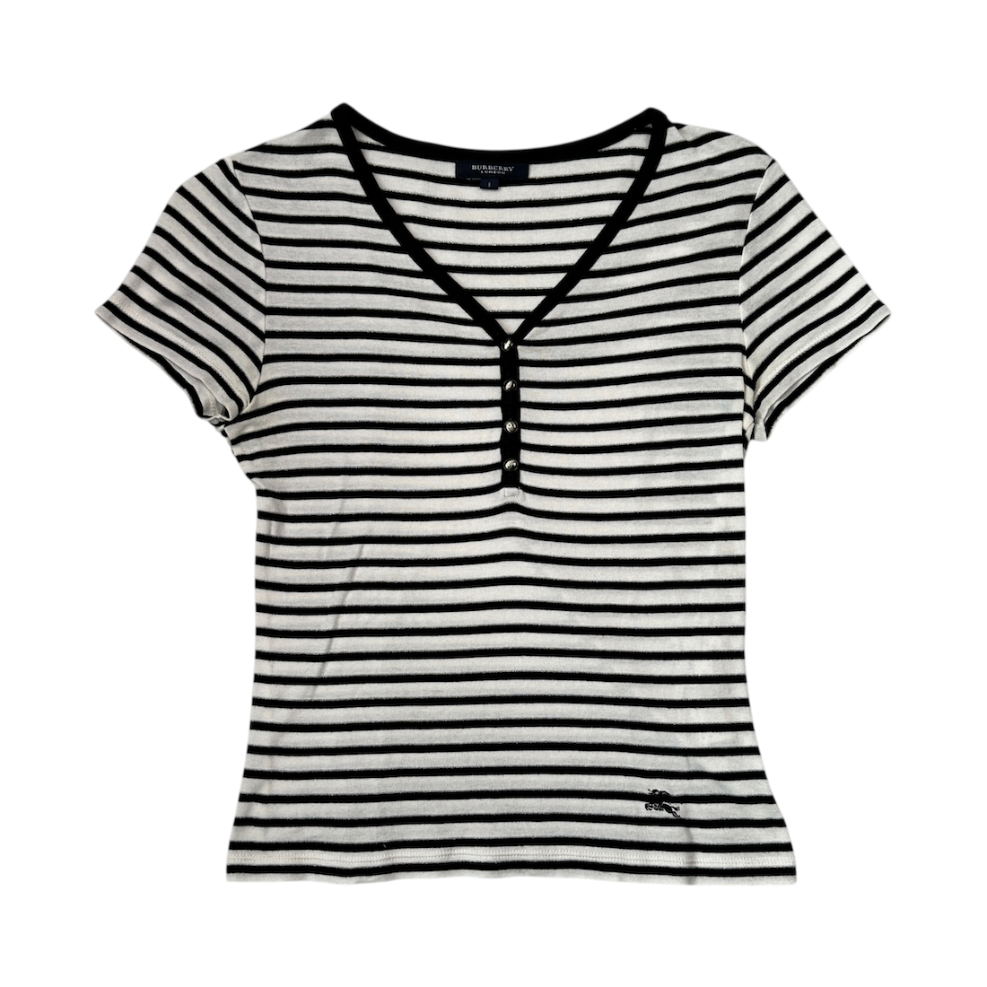 BURBERRY STRIPED V-NECK TOP