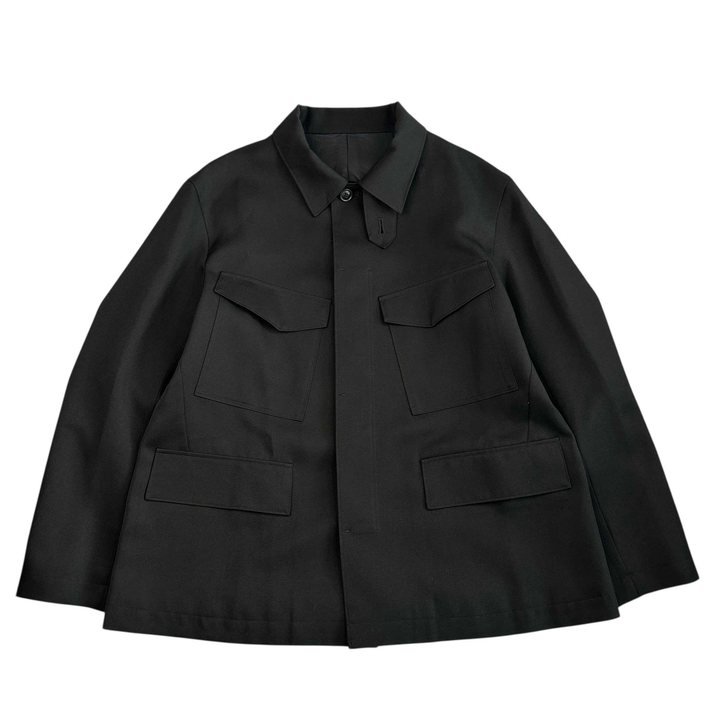 (2) UJOH WOOL QUAD-POCKET BLOUSON JACKET - BLACK