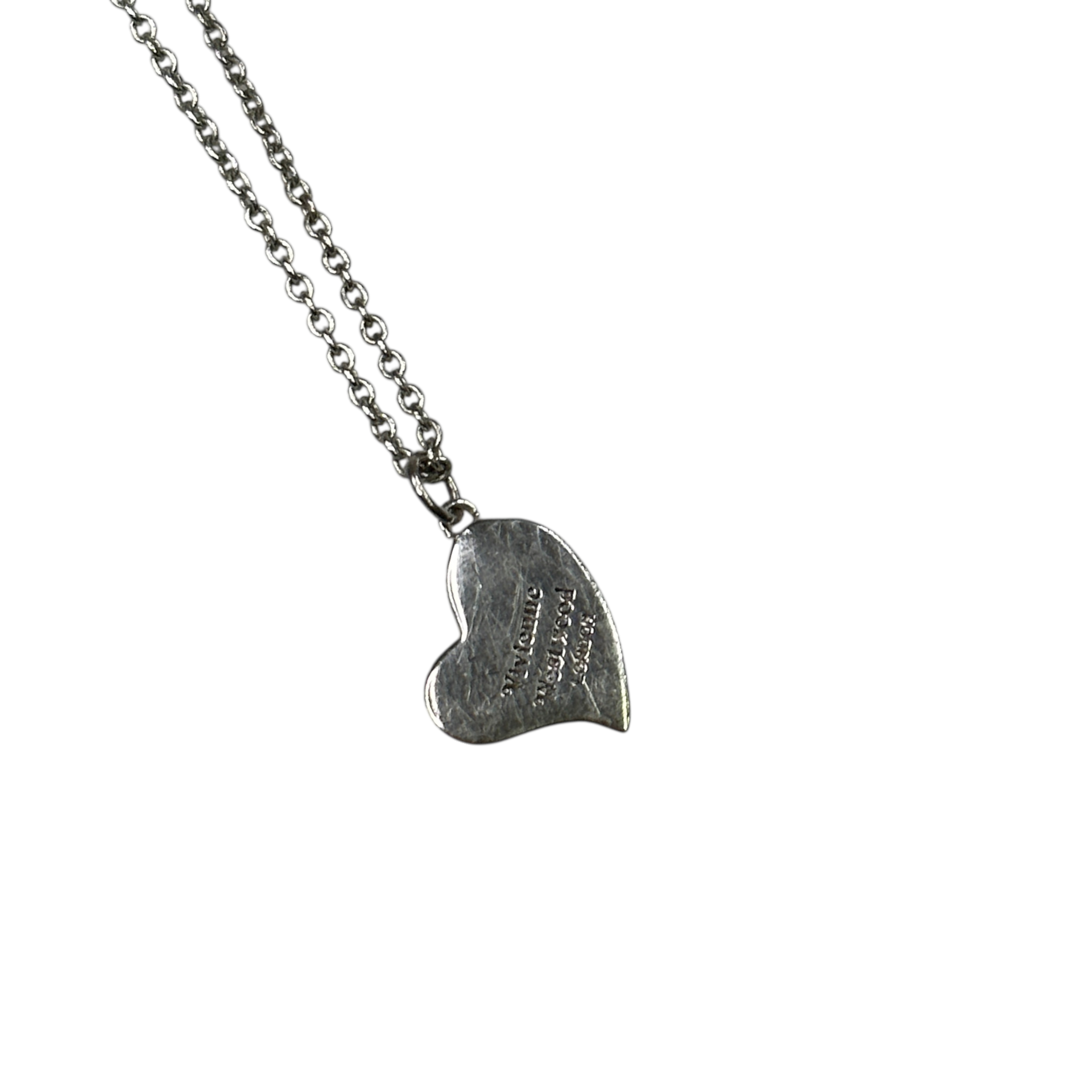 VIVIENNE WESTWOOD ENAMEL ORB-IN-HEART NECKLACE - BRASS (SILVER PLATED)