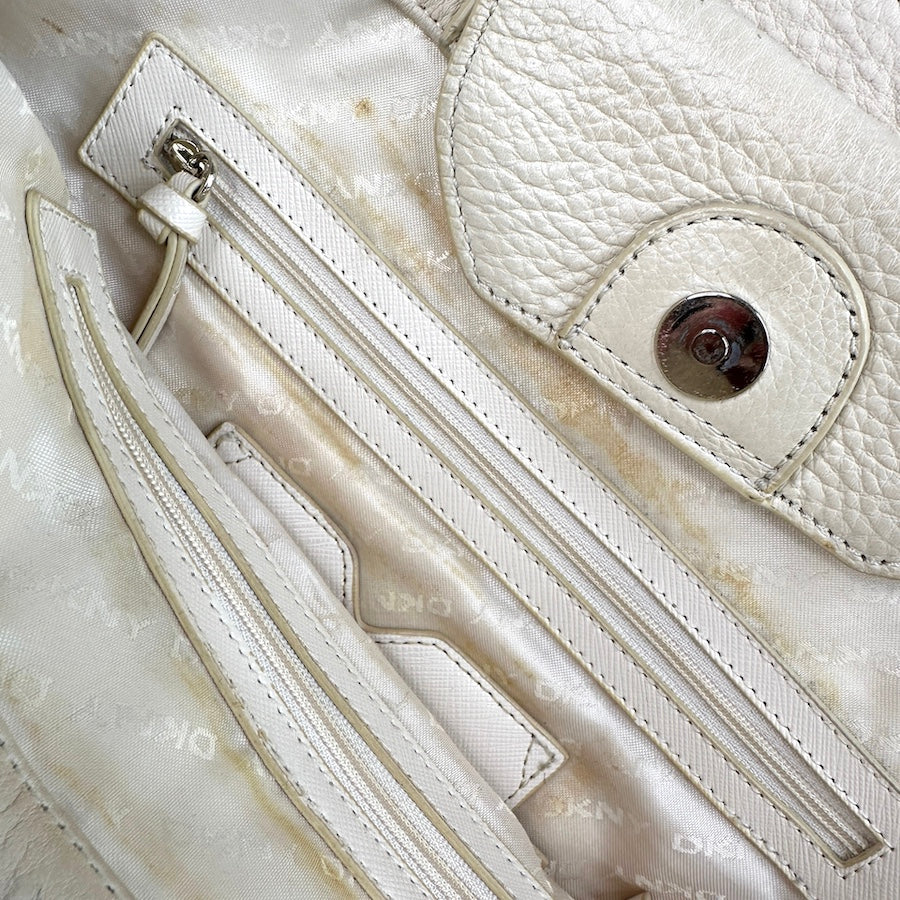 DKNY LEATHER TOTE BAG - CREAM