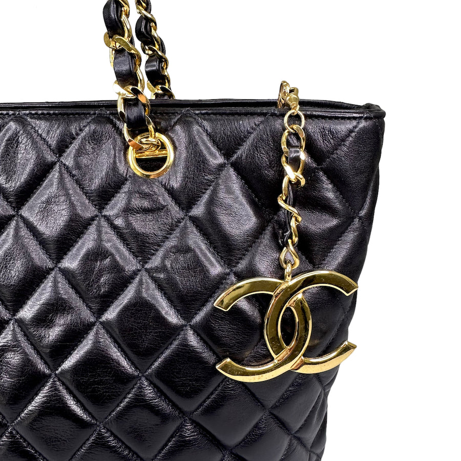 CHANEL CC CHARM QUILTED LAMBSKIN TOTE BAG - MEDIUM