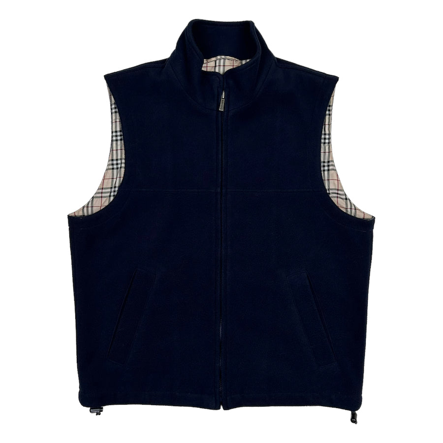 BURBERRY GOLF NAVY / NOVA CHECK FLEECE ZIP UP VEST