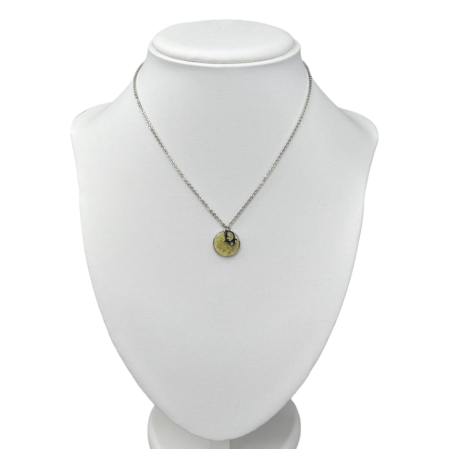 DIOR GLITTER YELLOW PENDANT & CLASSIC LOGO NECKLACE