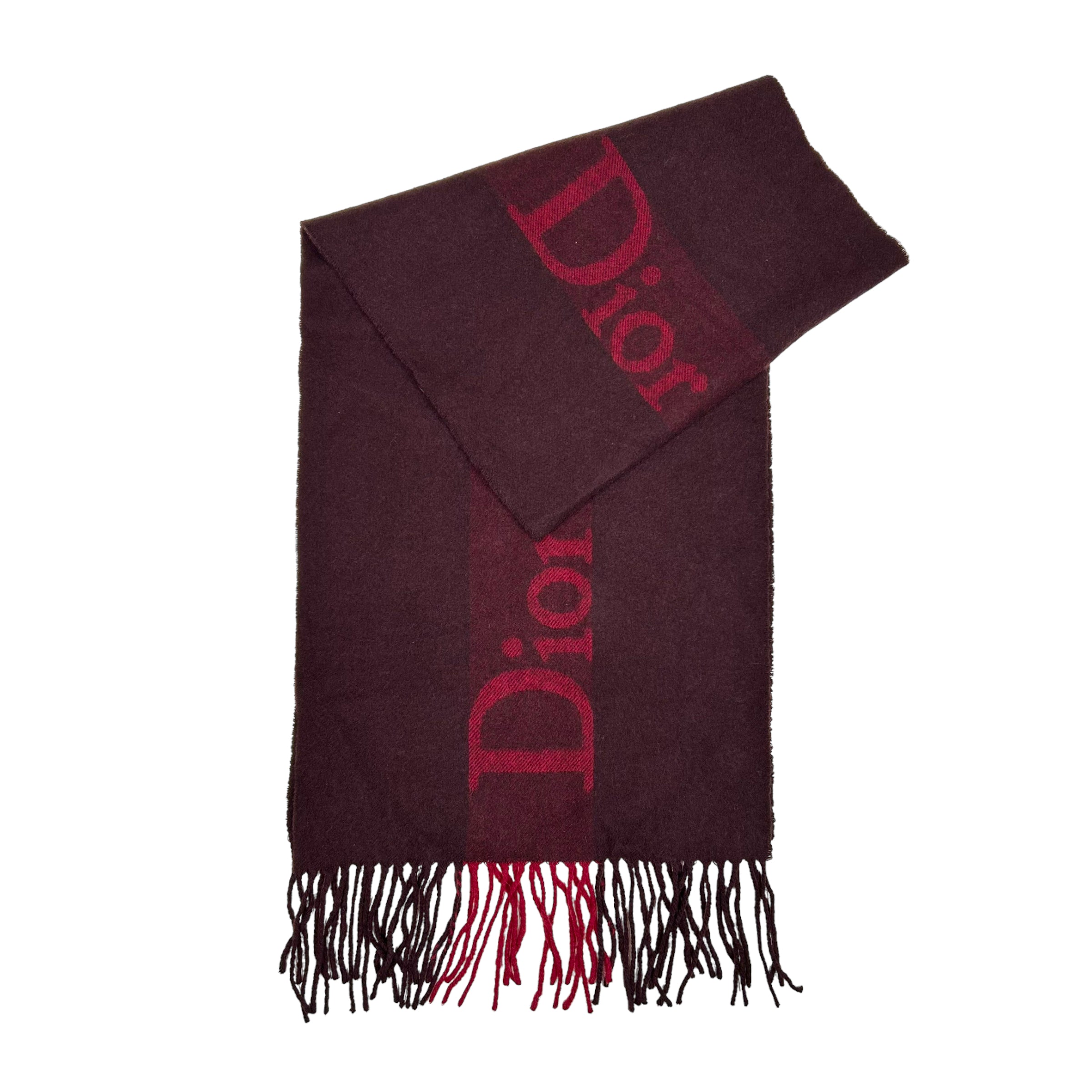 DIOR SPELLOUT SCARF BURGUNDY & RED