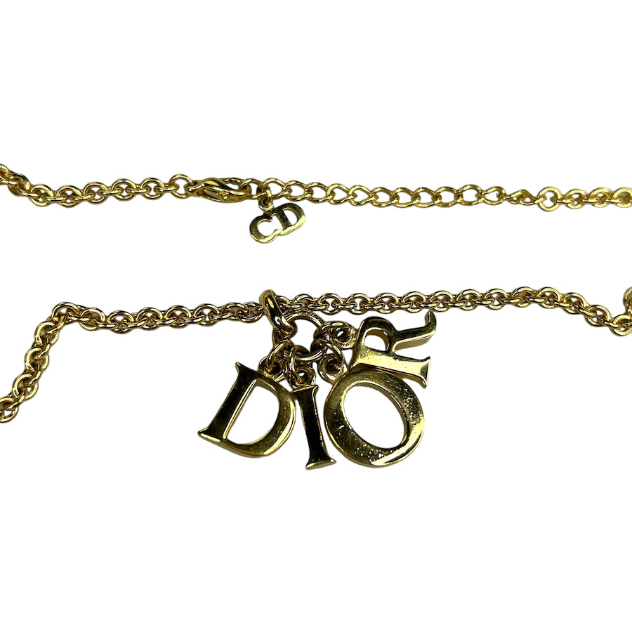 DIOR GOLD INDIVIDUAL LETTER SPELLOUT PENDANT NECKLACE