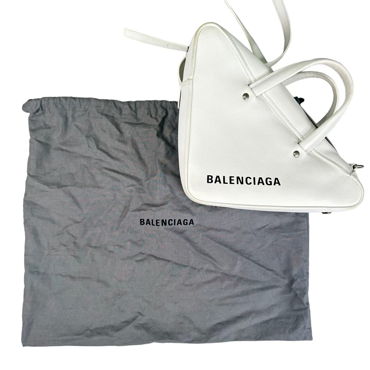 BALENCIAGA WHITE TRIANGLE SHOULDER BAG