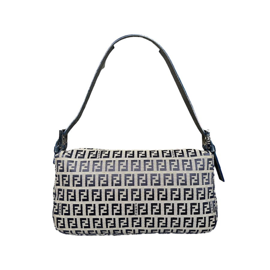 FENDI NAVY / GREY ZUCCHINO CANVAS BAGUETTE BAG