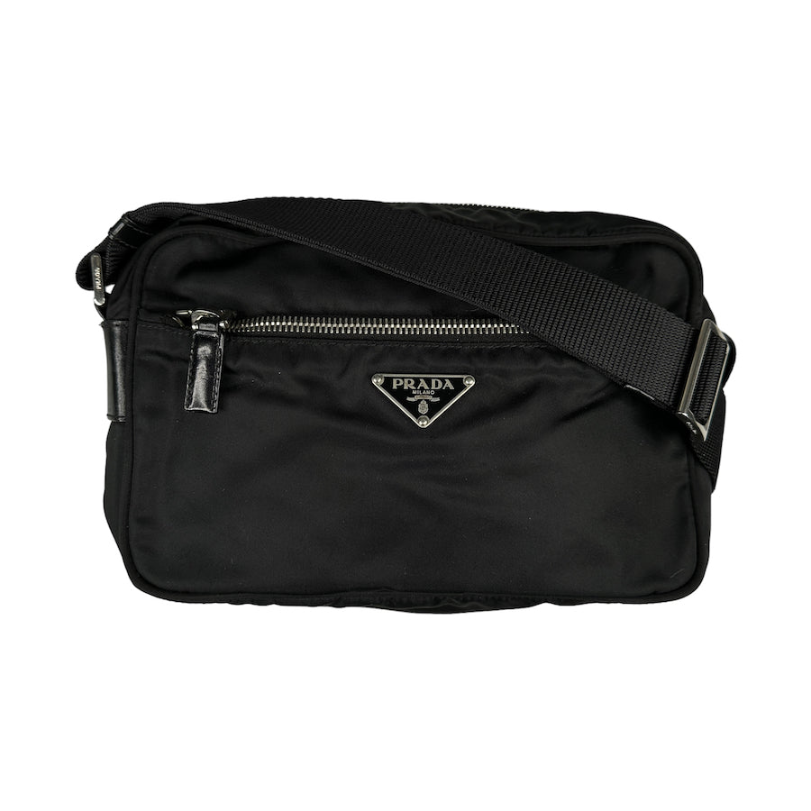 PRADA BLACK NYLON CAMERA CROSSBODY BAG