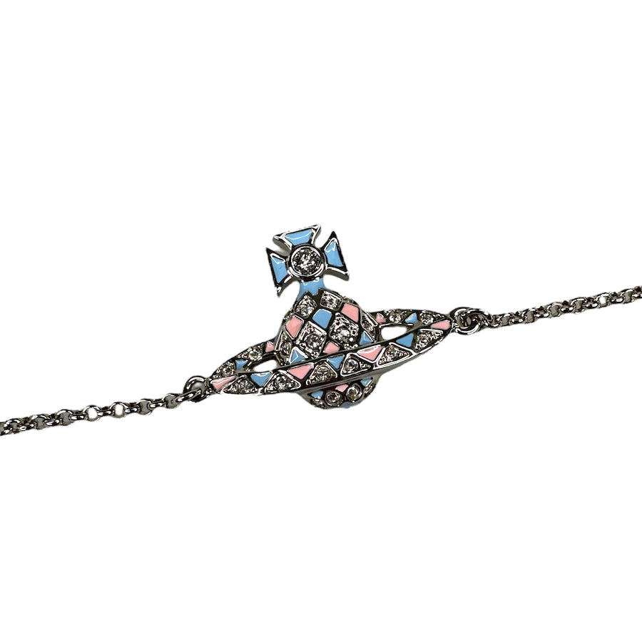 (NEW) VIVIENNE WESTWOOD PINK & LIGHT BLUE HARLEQUIN BRACELET (AW22)