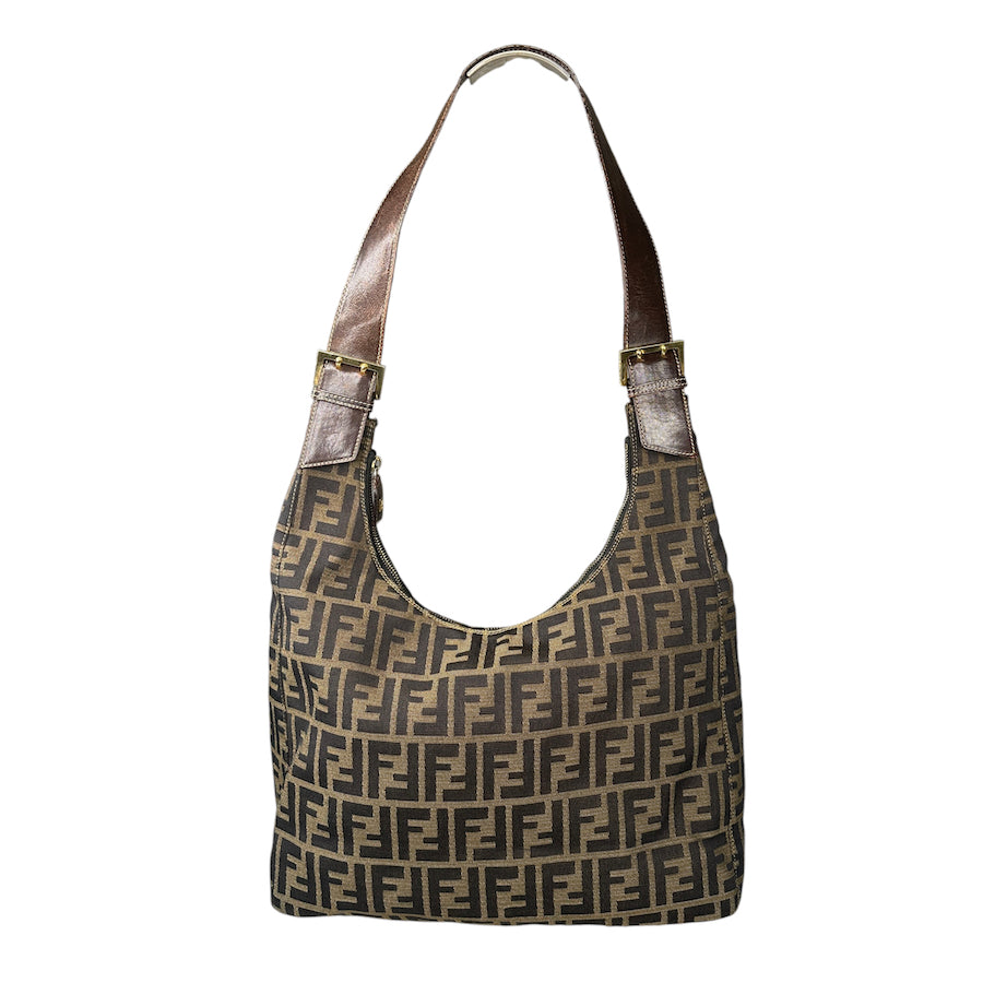 FENDI ZUCCA CANVAS LARGE SHOULDER BAG