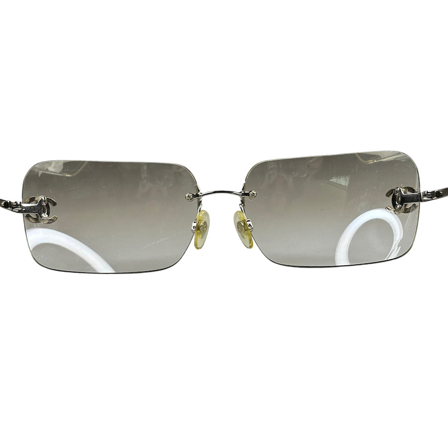 CHANEL 4017-D RHINESTONE CC BRONZE RIMLESS SUNGLASSES